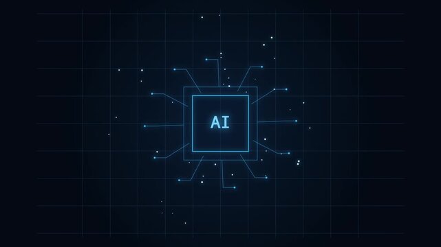 Modern digital illustration showing artificial intelligence concept with futuristic circuit design