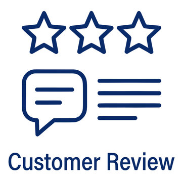 Customer Review Icon, Blue Icon for Website customer review