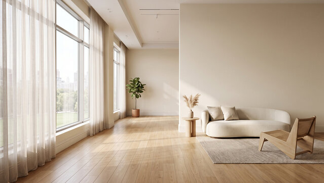 Minimal Editorial Photography Space with Curved Furniture and Generous Posing Area