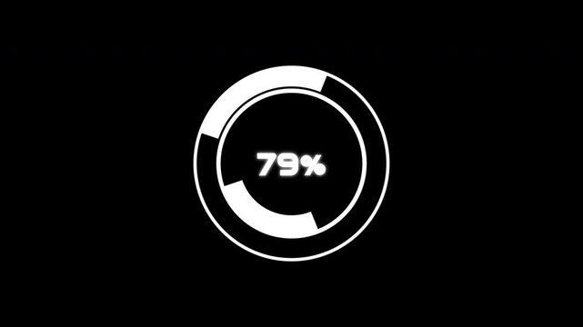 Circle loading with glitch effect on black background. Circle HUD Animation. 4K animation