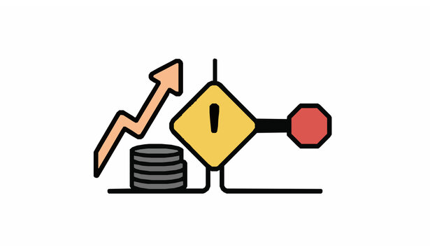 Stagflation warning finance and economic slowdown vector icon