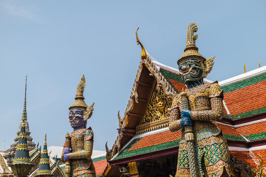 Yaksha guardians at Wat Phra Kaew in Bangkok Thailand