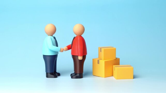 Businessmen shake hands while closing a deal to purchase goods. Signing a contract. Sealing a partnership, finalizing terms and building trust in a successful negotiation.
