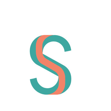 Letter S logo with coral and teal stripes