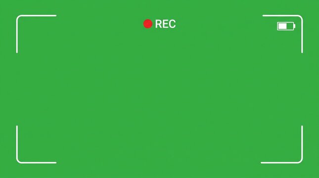 Video camera recording interface on green screen background