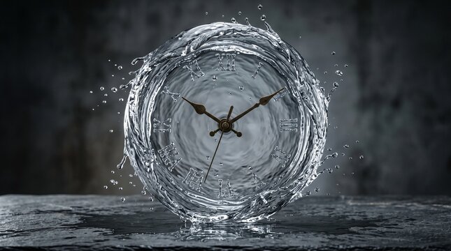 Surreal Water Clock Made of Flowing Liquid