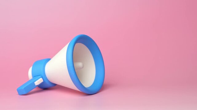 A blue megaphone. Agitation and propaganda. Advertising and business marketing. Bold promotion concept about public messaging, brand visibility, and persuasive outreach