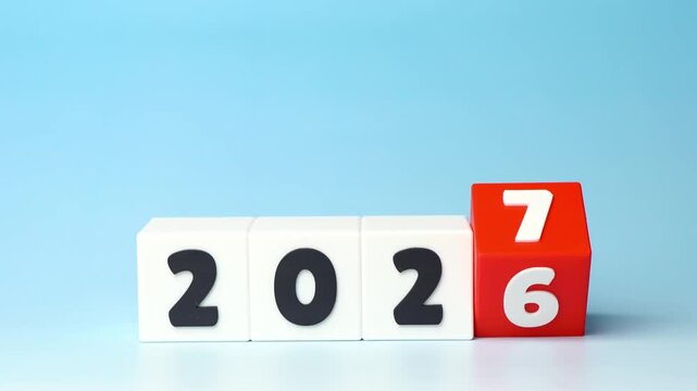 The transition from 2026 to 2027. Beginning of a new year. Time progression, future changes. Trends in innovation, culture, and global developments define the evolving world