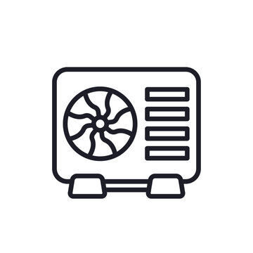 heat pump icon, HVAC system line vector