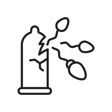 Broken condom contraceptive failure icon