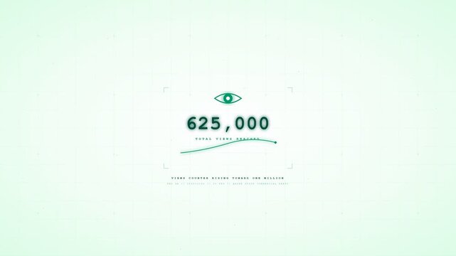 Digital infographic interface displaying number 625000 and eye icon on light background