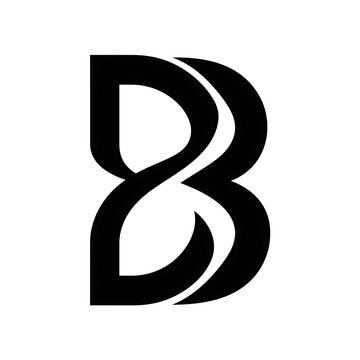 Abstract black and white letter b logo mark features a unique geometric design on a white background alphabet brand capital character corporate curve element font
