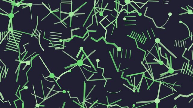 Seamless loop green abstract line motion background