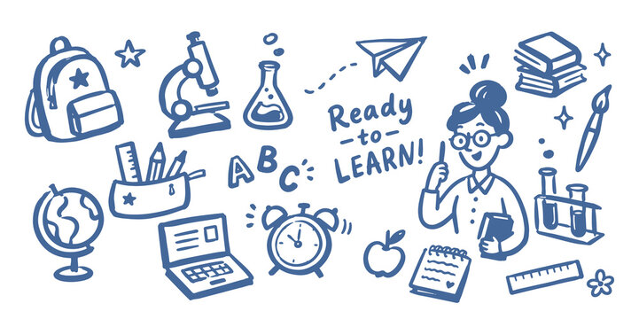 Back to School Hand Drawn Doodle Education Set