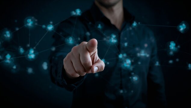 Audience segmentation and customer network targeting concept. Person selecting connected group icon. customer profiling, market segmentation, lead targeting, community reach digital marketing strategy