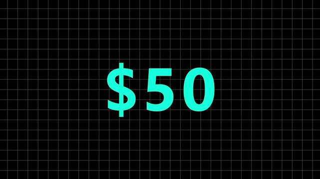 dollar 0 to sign text counter 100 animation on black background video...