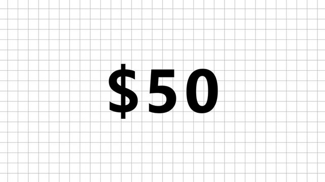 dollar 0 to sign text counter 100 animation on white background video...