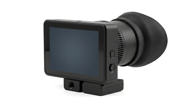 Black electronic viewfinder monitor isolated on white background