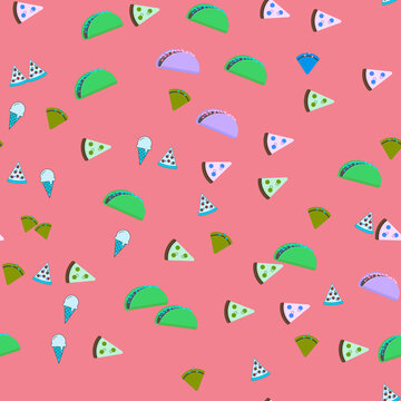 Tacos, Pizza, and Ice Cream Pattern