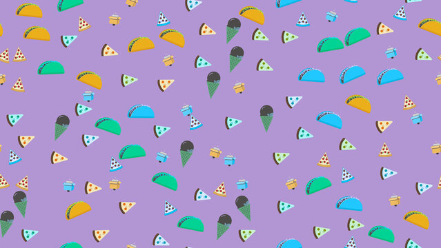 Tacos, Pizza, and Ice Cream Pattern