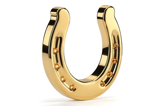 Golden horseshoe as a symbol of good luck with lucky charm horse shoe metallic