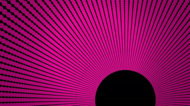 Abstract Radial Pattern Featuring Repeating Pink Lines And Dots With A Central Black Circle Design Element