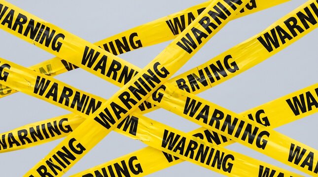 Yellow warning tape criss cross