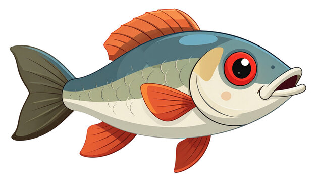 cute red eyed big bass fish, isolated on transparent background