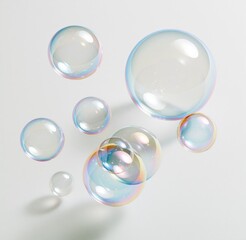 Obraz premium colorful floating soap bubbles against white background
