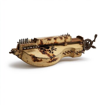 Vintage wooden harmonium instrument on white background