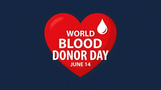 World blood donor day concept with a red heart and a single drop of blood