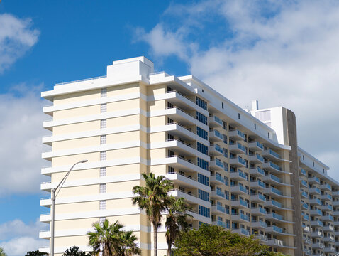 Apartment building with detail. Apartment hotel building. Residential building multistory architecture. Architectural exterior detail. City architecture. Hotel architecture. Modern apartment building