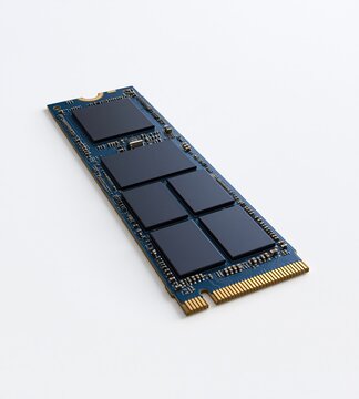 Blue m.2 solid state drive with memory chips