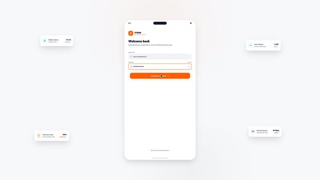 Digital cloud infrastructure management software interface motion animation displaying server telemetry data allocation and secure hardware networking deployment status dashboard video
