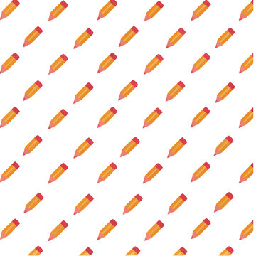 Seamless pattern of orange pencils