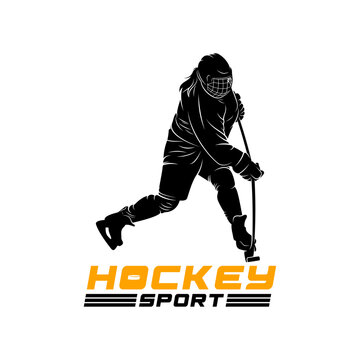 Ice hockey player silhouettes isolated on a white background. Vector illustration ideal for winter sports icons, game graphics, and design projects.