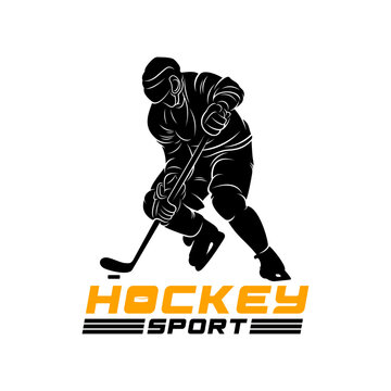 Ice hockey player silhouettes isolated on a white background. Vector illustration ideal for winter sports icons, game graphics, and design projects.