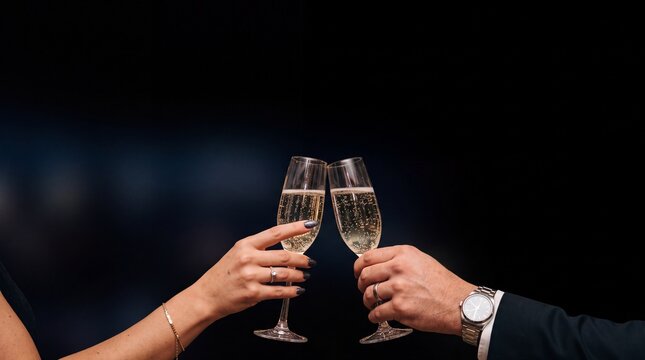 Couple Toasting with Champagne Flutes at Celebration