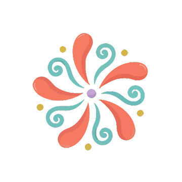 Abstract floral pattern with swirls and dots