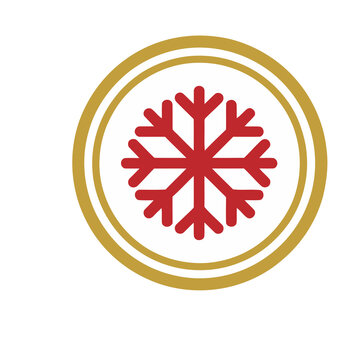 Red snowflake icon with gold circle border