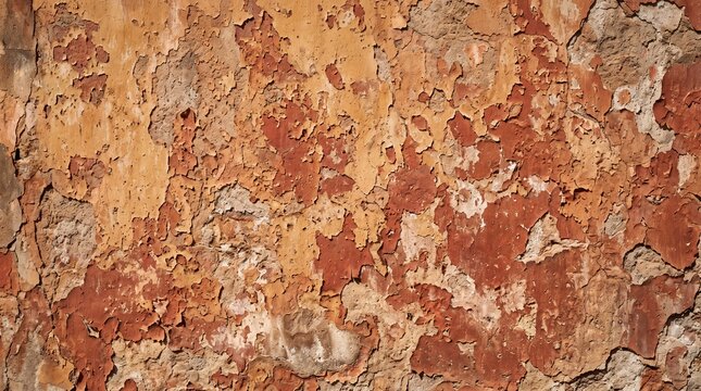 Weathered Peeling Paint on Old Stucco Wall Texture