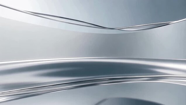 Minimalist 3D architectural rendering of frosted pearl white glass wall and chrome metal accents.