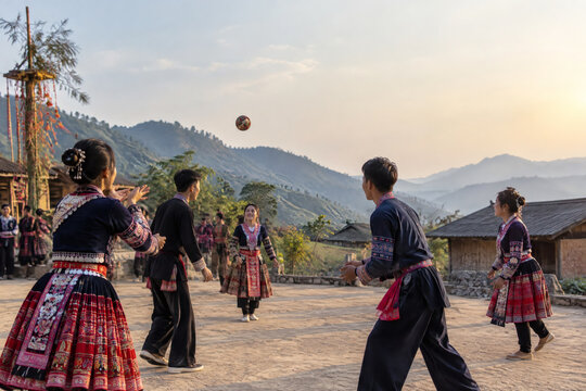 Hmong New Year Celebration with Traditional Ball Toss Game