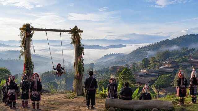 Akha Traditional Swing Ceremony in a Mountain Village