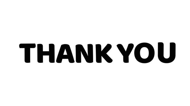 Black 3D animated "Thank You" text, transparent alpha channel background, animated graphic video, 4K resolution.