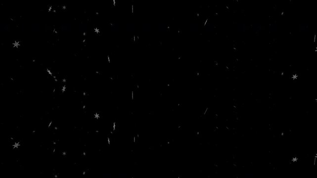 Realistic 3D falling snow particle overlay designed to add cinematic winter atmosphere, foreground depth, and spatial dimension to existing video footage. Layered snowfall with depth-based motion and