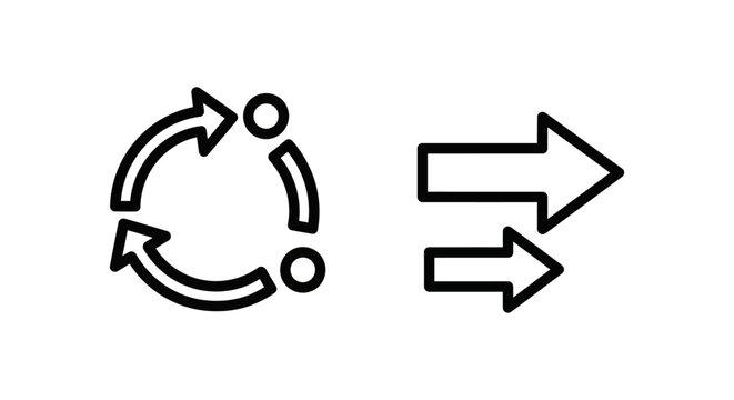 Minimalist outline icons representing habit and repeated step progression with repeated business workflow management strategy planning development sequence automation continuous