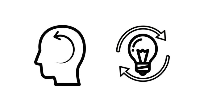 Cognitive perception and understanding shift icons with lightbulb aha moment perception understanding lightbulb learning intelligence creativity cognitive knowledge discovery