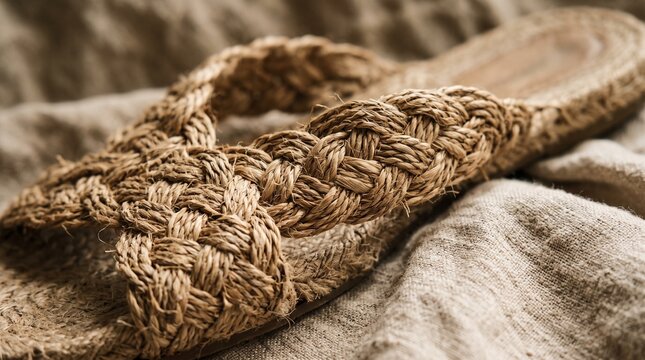 Macro photo of macro of woven sandal texture 2k 20260919105652 showing abstract micro structural details and textures with professional studio lighting