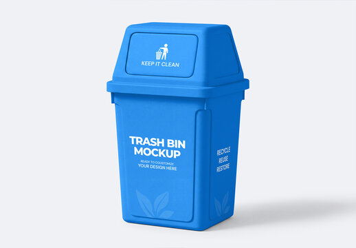 Plastic Trash Bin Mockup